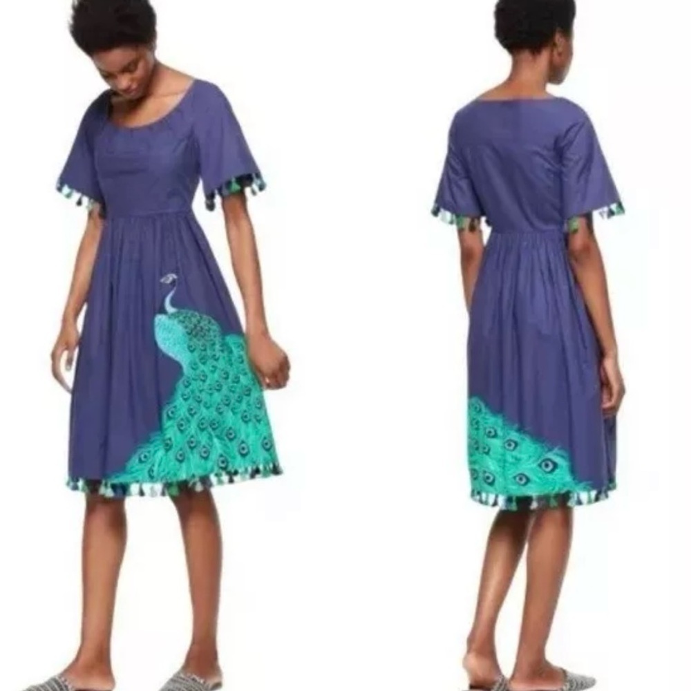 Kate Spade Blue Dress with Peacock Design
